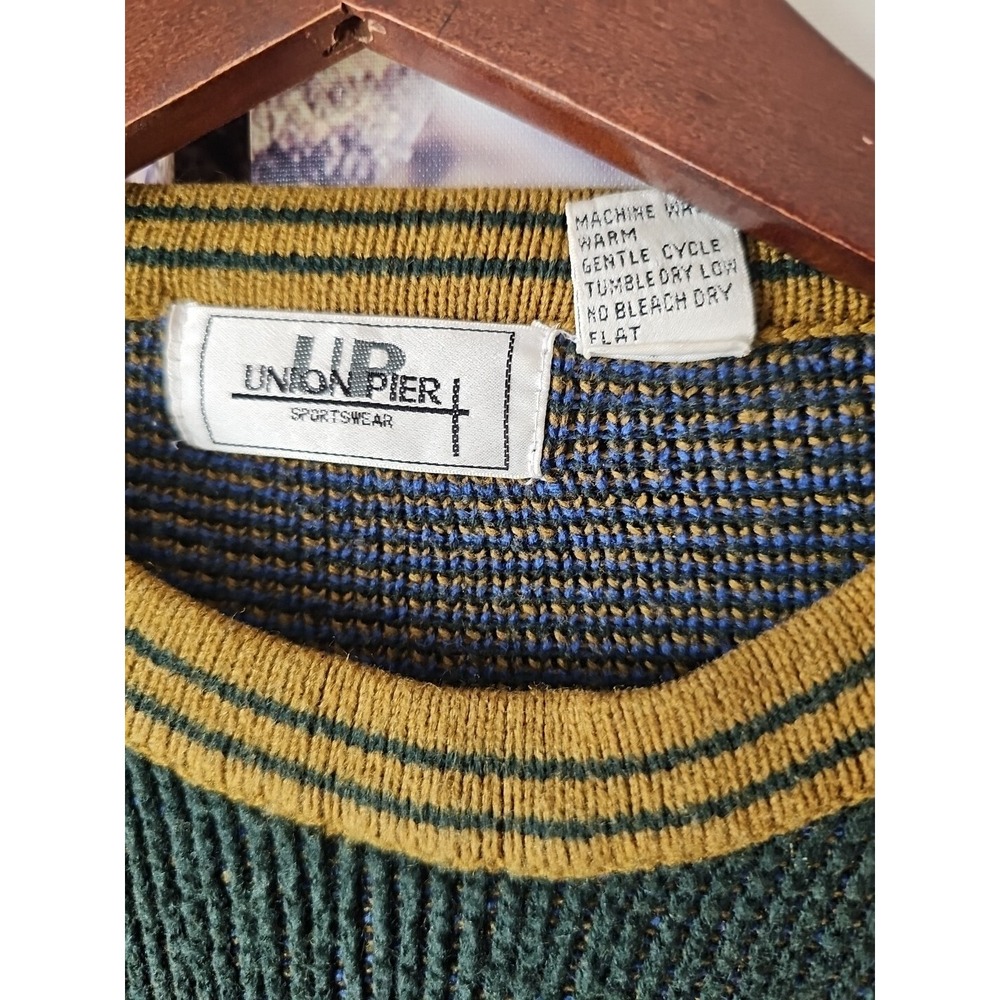Vintage 80's UNION PIER SPORTSWEAR Men's Multicolor Crew Neck Pullover Size L - Picture 4 of 7